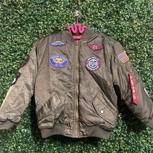 Da Fei Li Boys Bomber Jacket with Patches / Top Gun * Pilot * Jacket